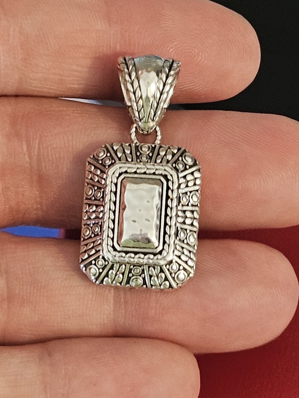JAI John Hardy Signature Sterling Silver Rectangular Enhancer Pendant - Picture 5 of 5